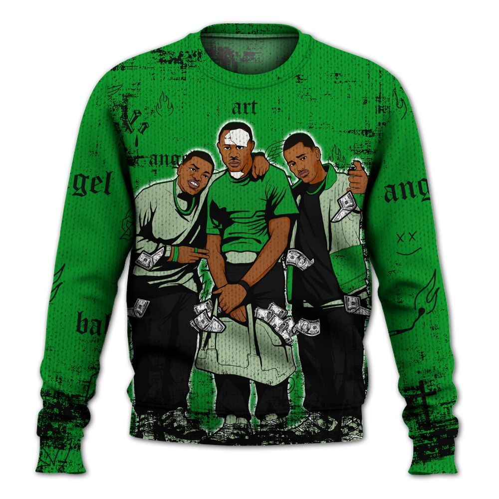 Sweater To Match Green Spark CJ1 T-Rex - Paid In Full Money Graphic