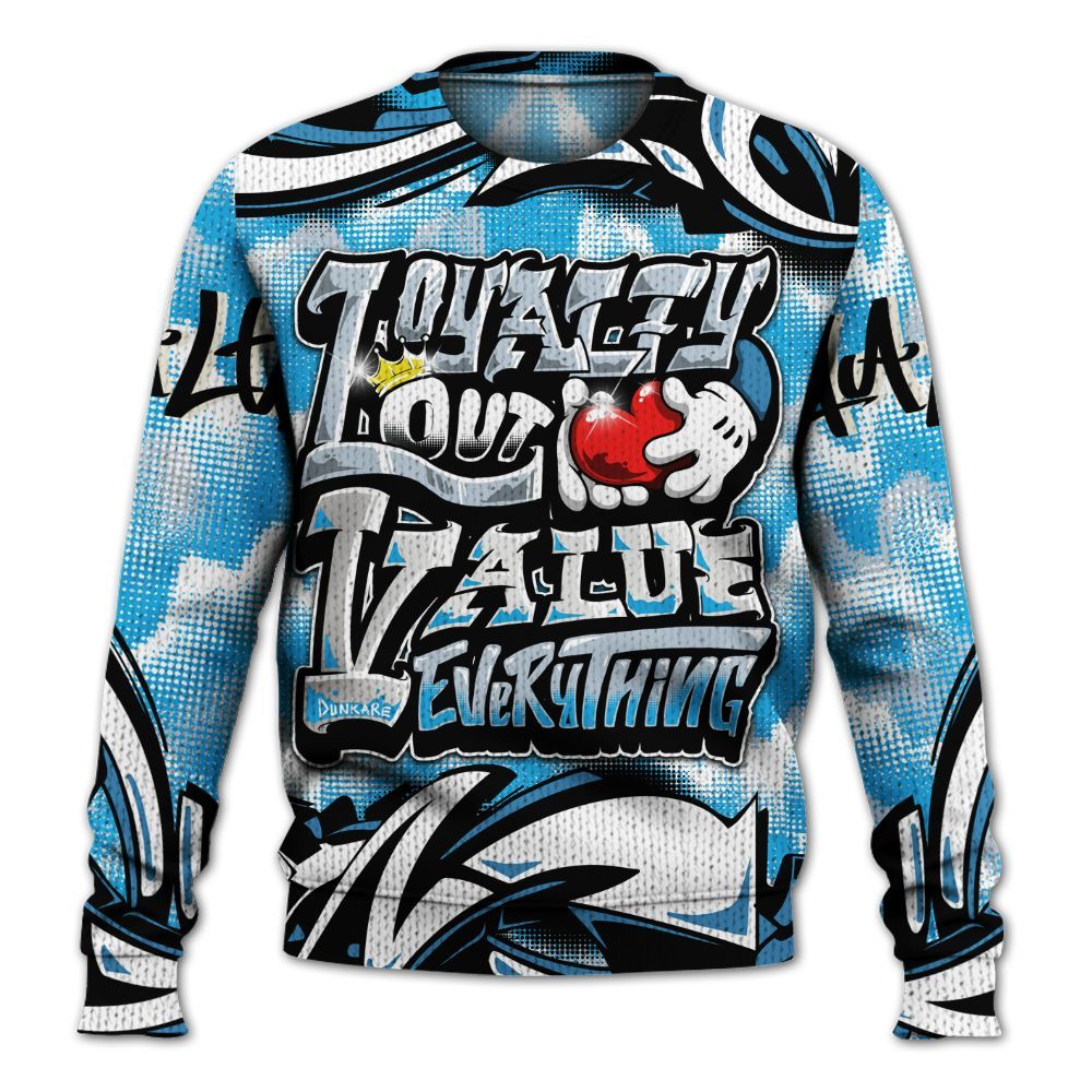 Sweater To Match University Blue Low 2026 11s - Loyalty Out Value Graffiti Graphic