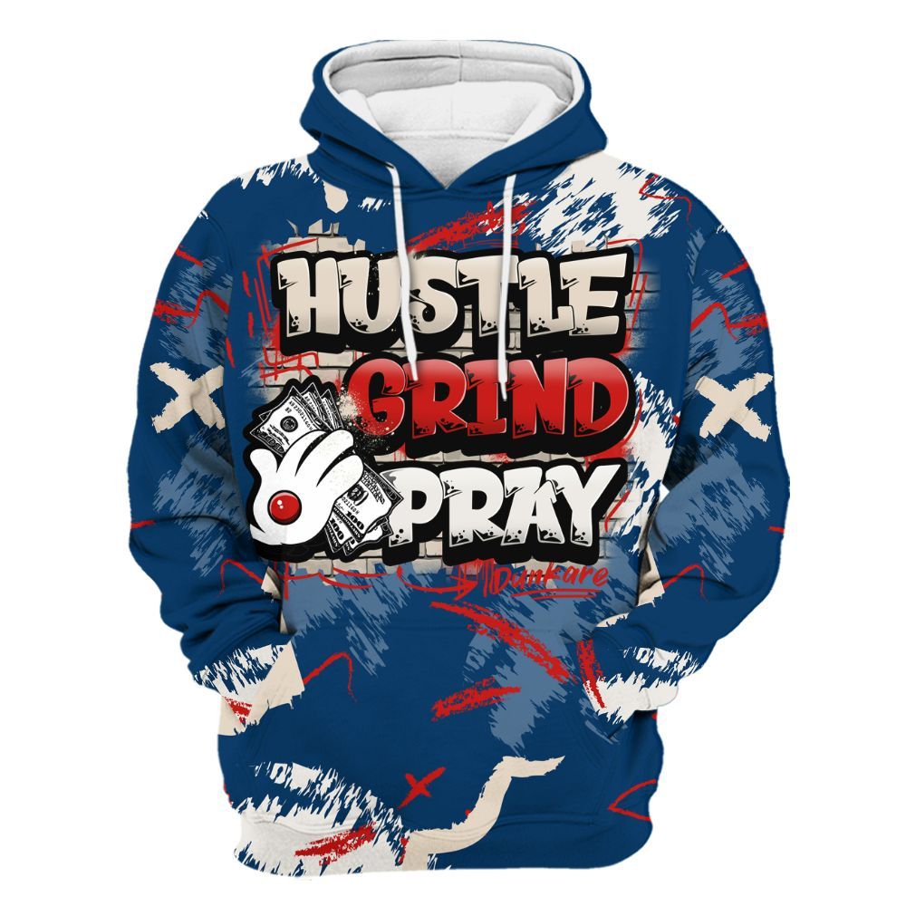 Hoodie To Match Retro Rare Air 11s - Hustle Grind Pray Graphic Street Style All Over Print