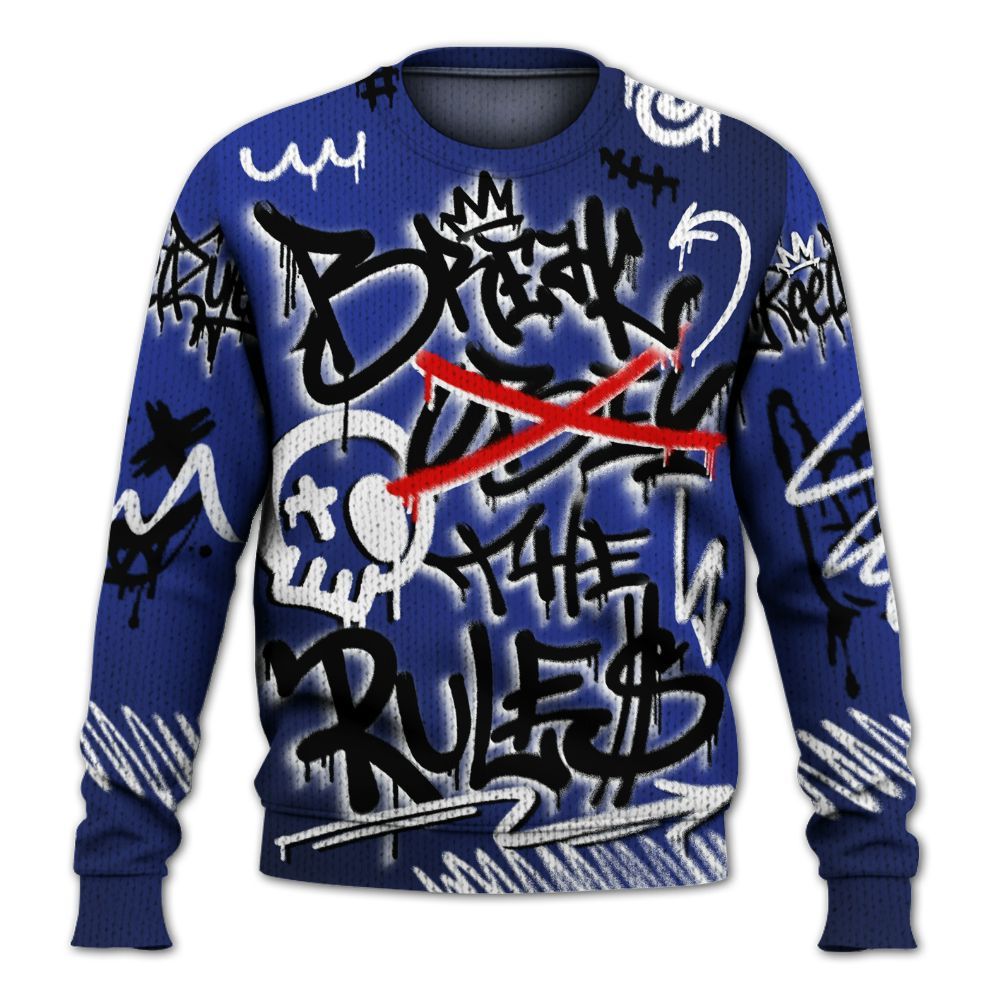 Knitted Sweater To Match Air Max Plus Black Racer Blue - Break Rules Streetwear