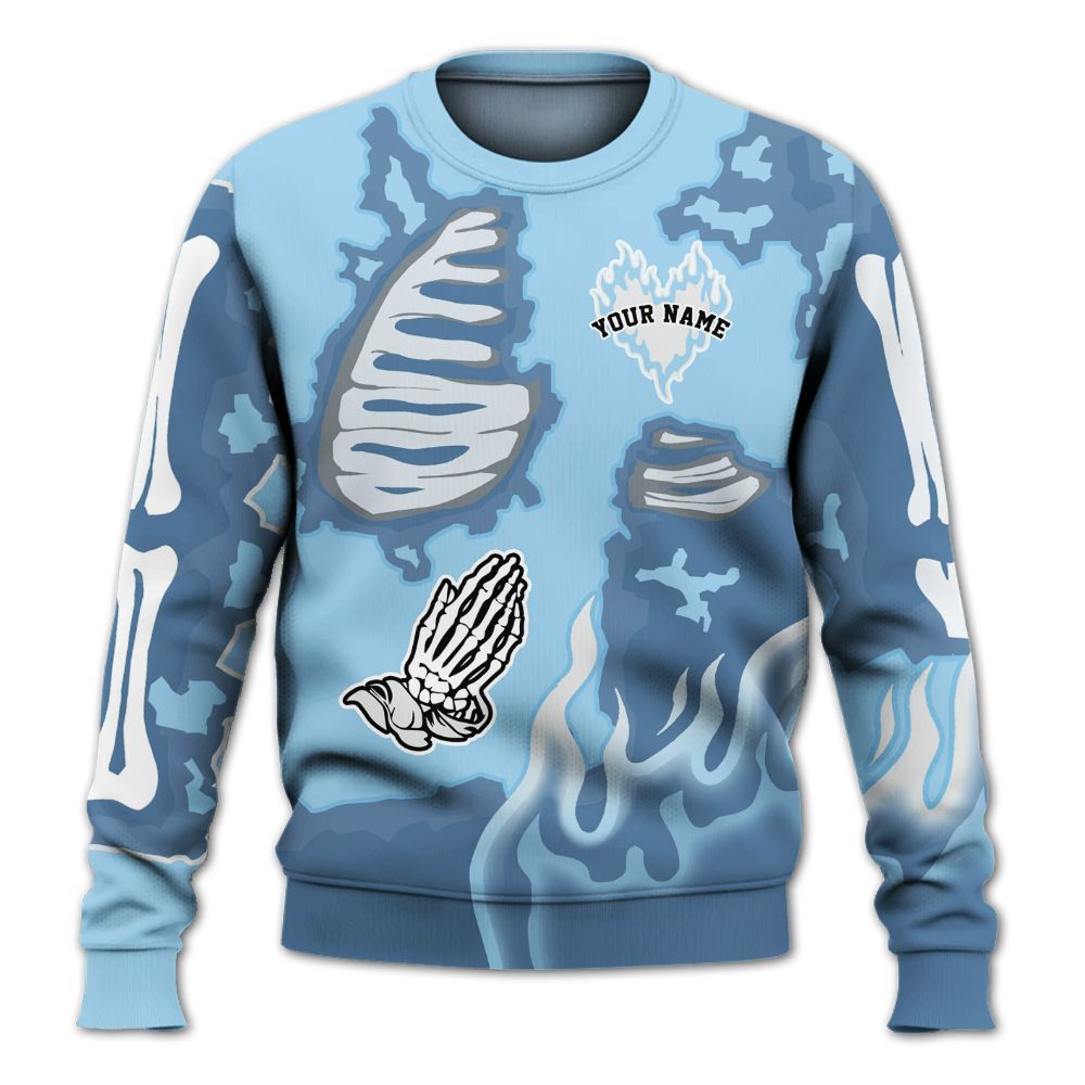 Sweatshirt To Match Legend Blue 11s - Dislike Us Graphic Burning Custom Name All Over Print