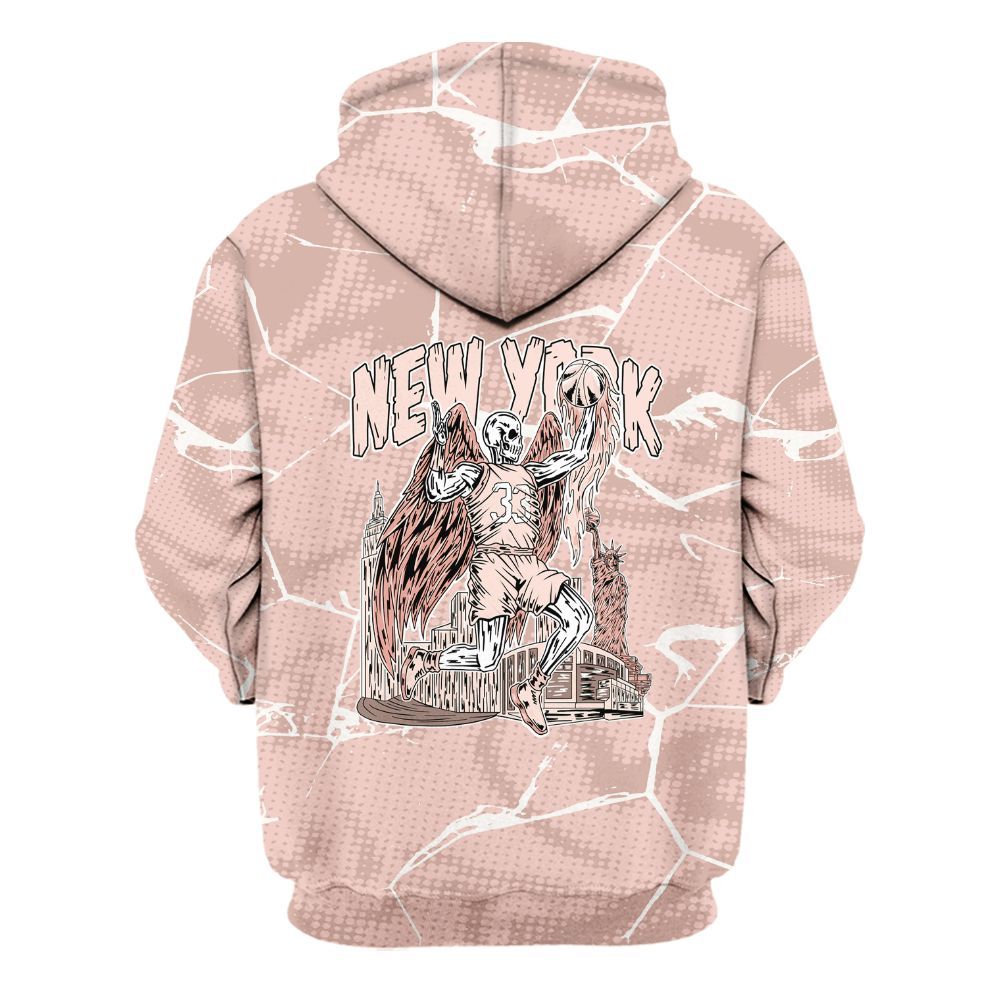 Hoodie To Match Low Legend Pink 11s - Ewing Era Skeleton Crack All Over Print