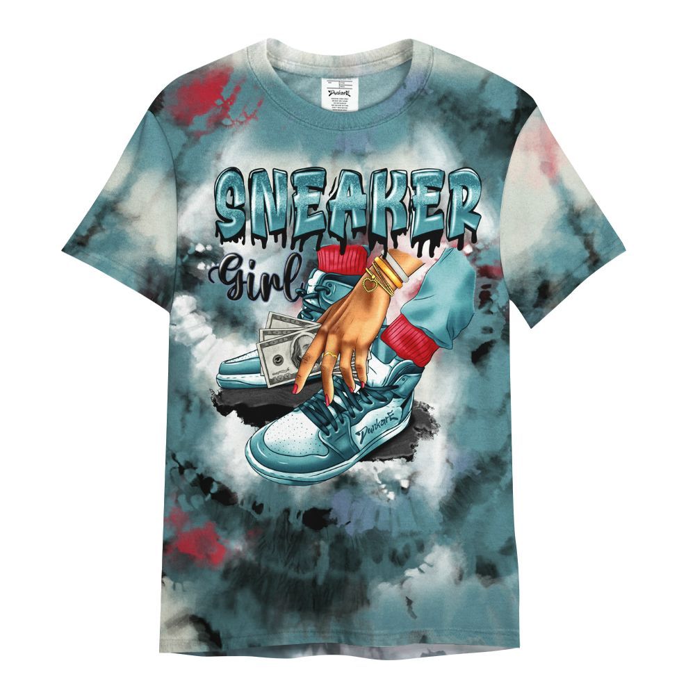 Shirt To Match Dunk Low Denim Turquoise Royal - SNEAKER Girl Money Drip Tie Dye All Over Print