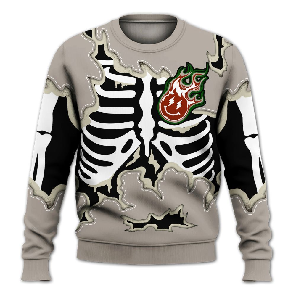 Sweatshirt To Match El Grito 5s - Skeleton Smiley Face All Over Print