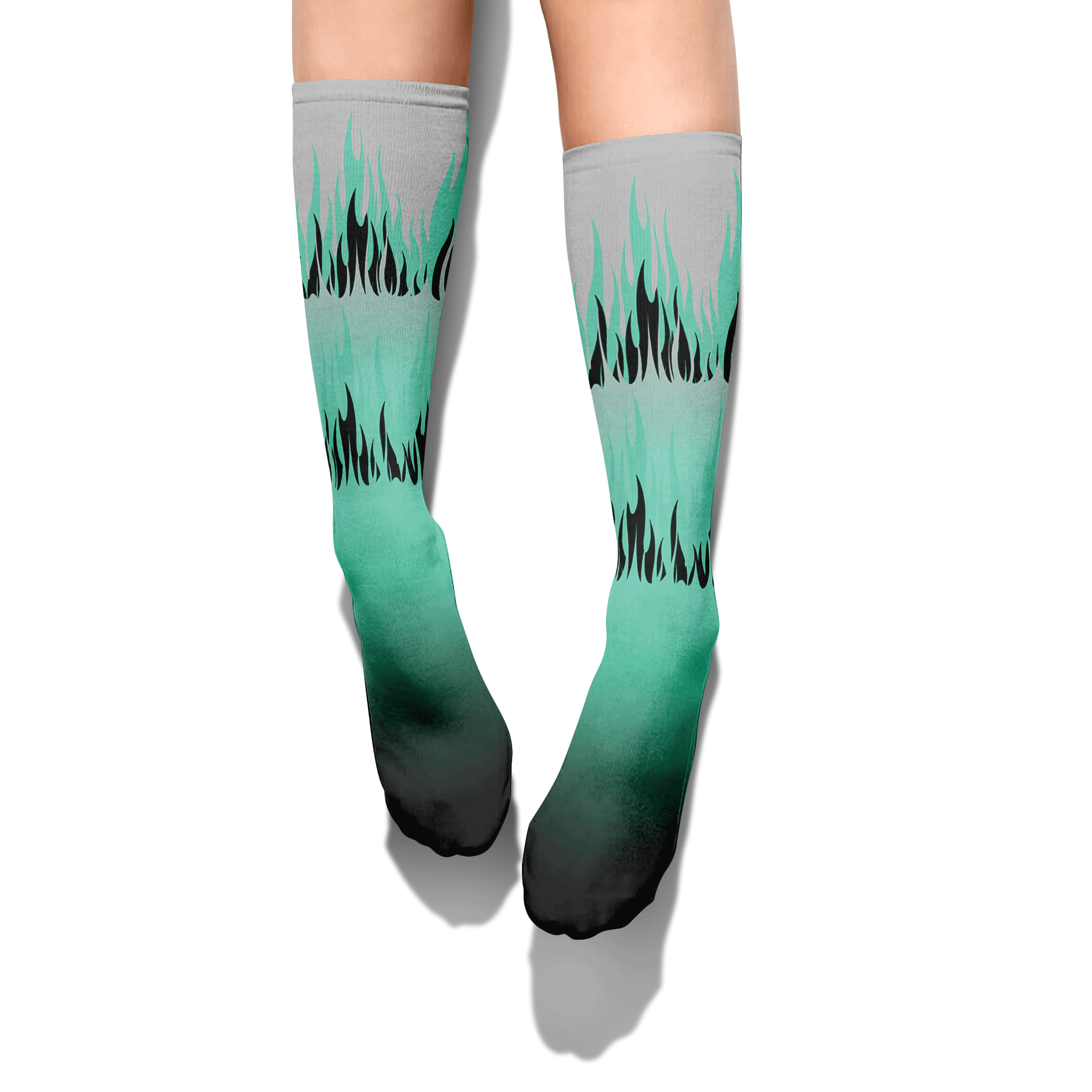 Sock To Match Black Green Glow 3s - Fire Graphics Graphic Unisex