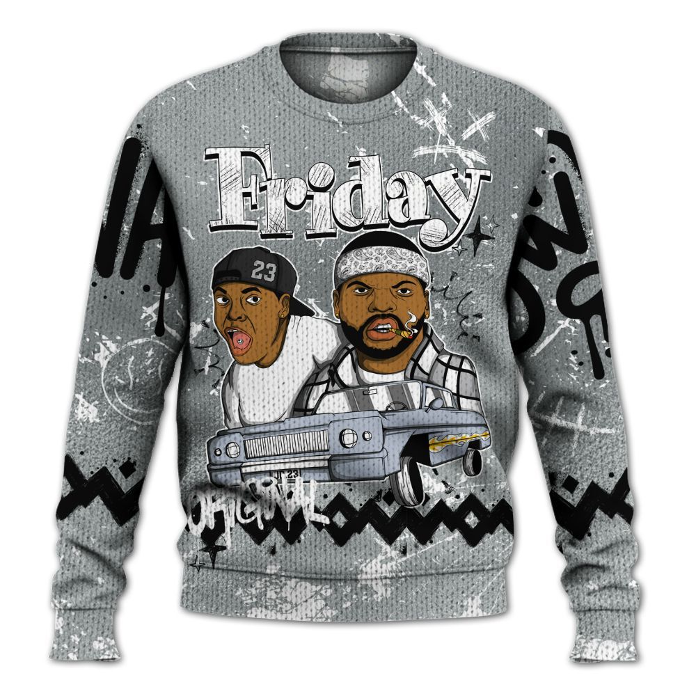 Sweater To Match White Metallic 2026 5s - Friday Sneaker Crayon Graphic
