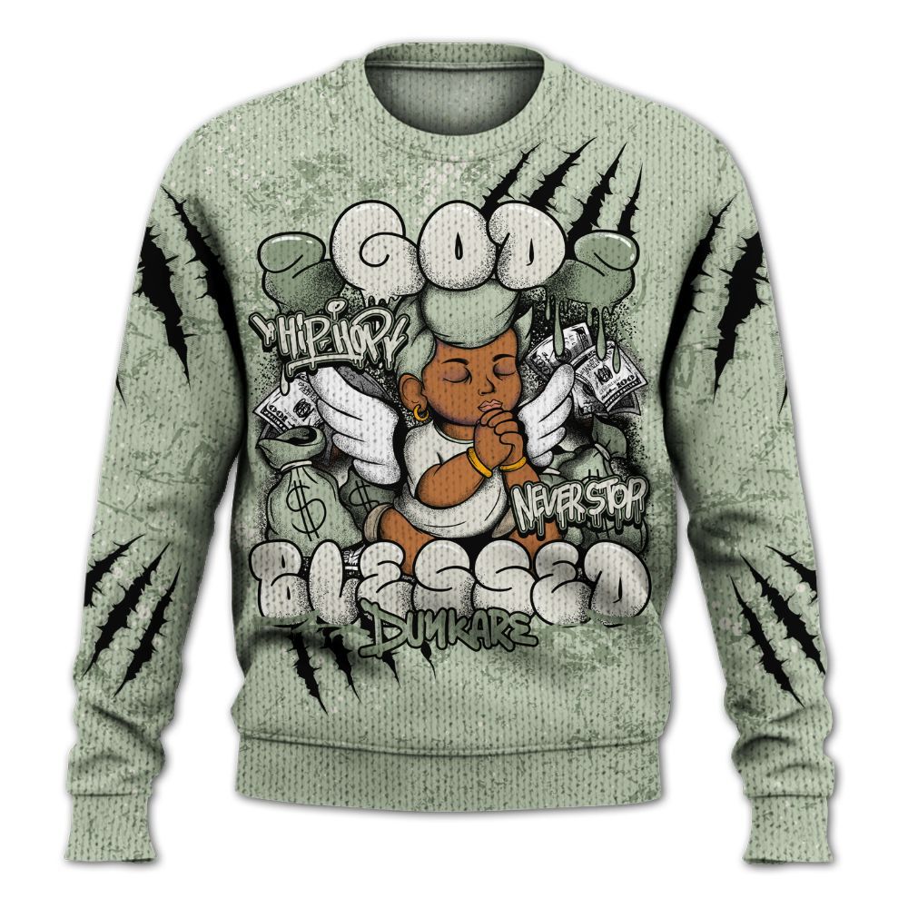 Sweater To Match Seafoam Sail 4s - God Blessed Graphic