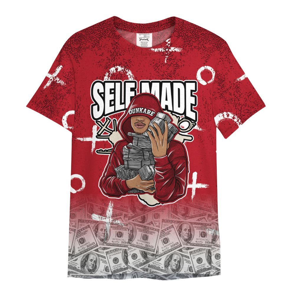 Shirt To Match Mid Red Cracked Leather 1s - Selfmade Unique Grunge All Over Print