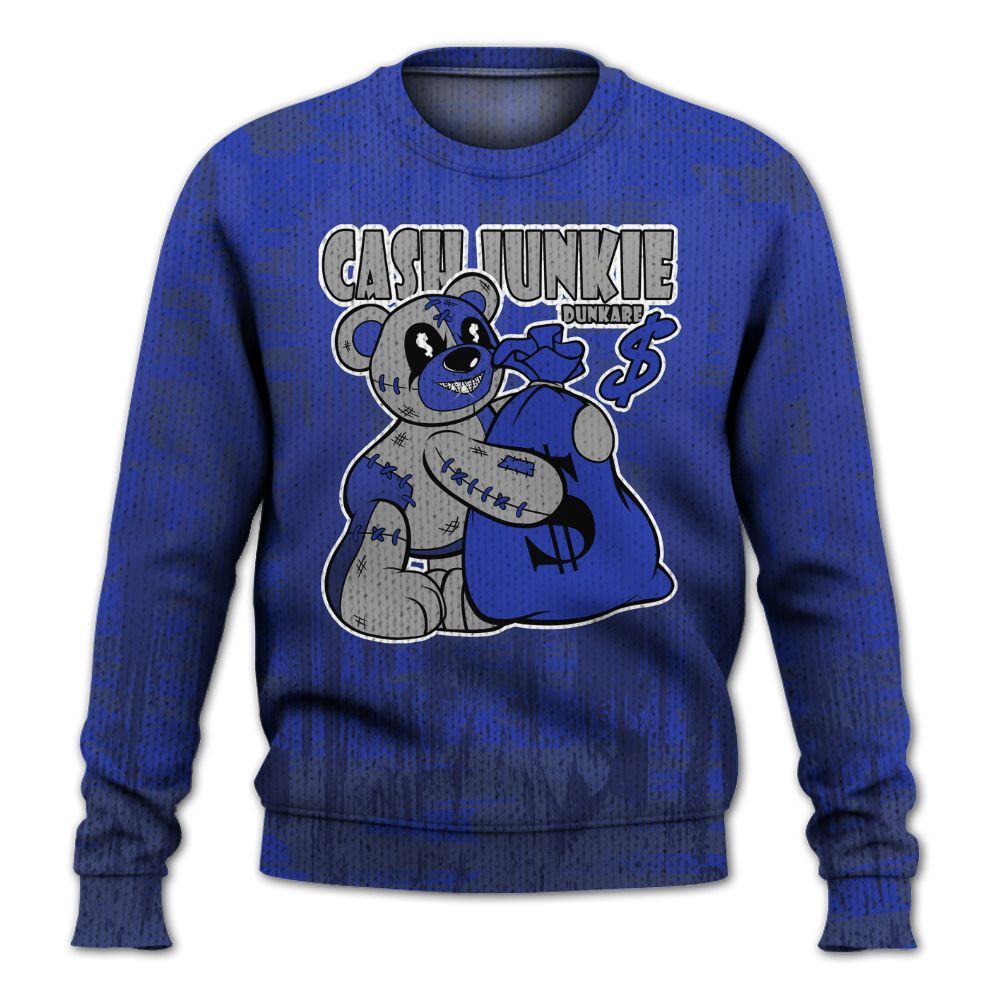 Knitted Sweater To Match Air Max Plus Black Racer Blue - Cashs Junkie Bear Glitch Art