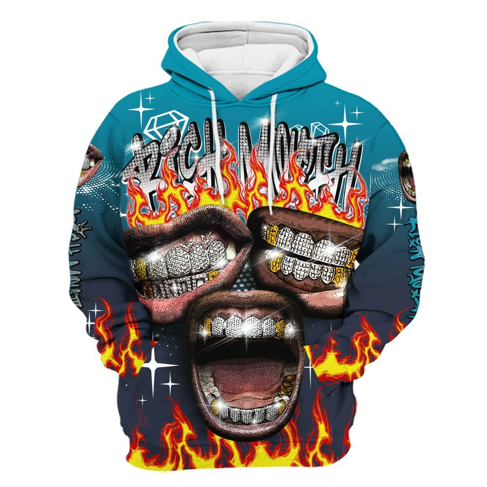 Hoodie To Match Retro Obsidian 13s - Rich Mouth Fire Rap Retro 90s All Over Print