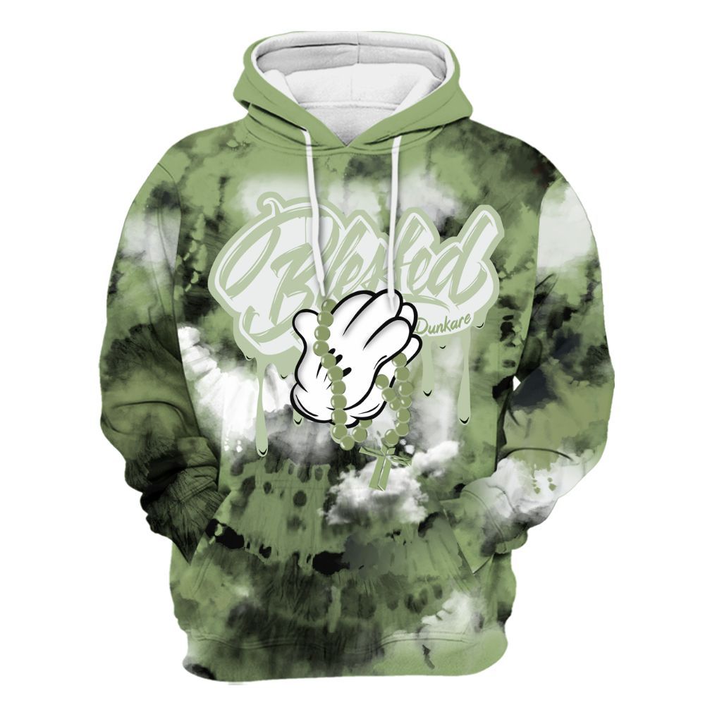 Hoodie To Match Oil Green 4s - God Blessed Tie Dye All Over Print