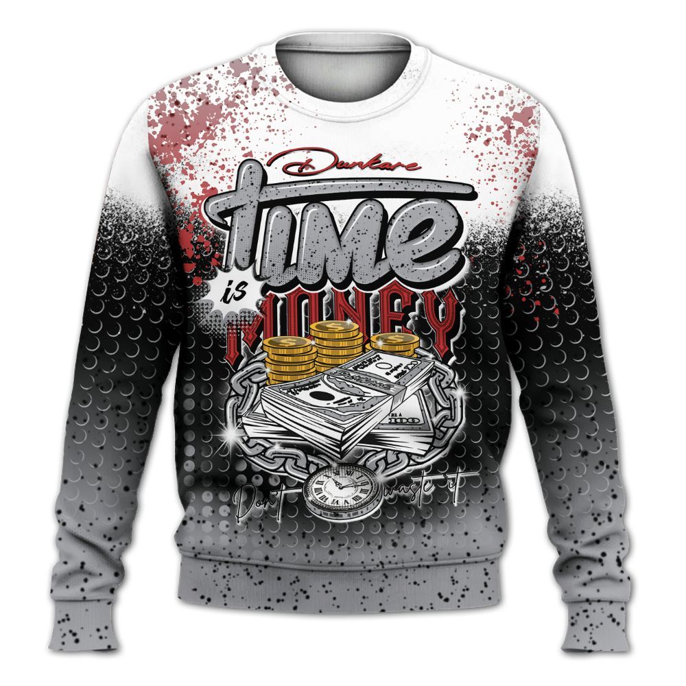 Sweatshirt To Match White Cement 4s - Halftone Time Is Money All Over Print