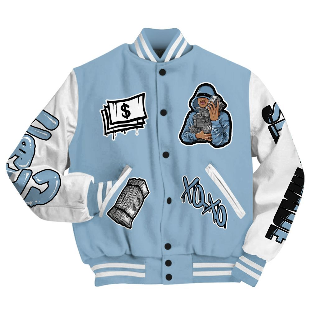 Varsity Jacket To Match High University Blue 1s - Selfmade Unique All Over Print