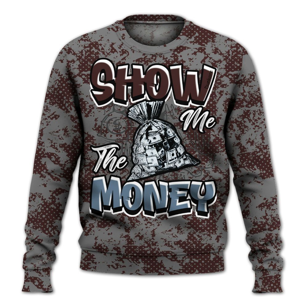 Sweatshirt To Match Burgundy 5s - Show Me The Money Retro All Over Print