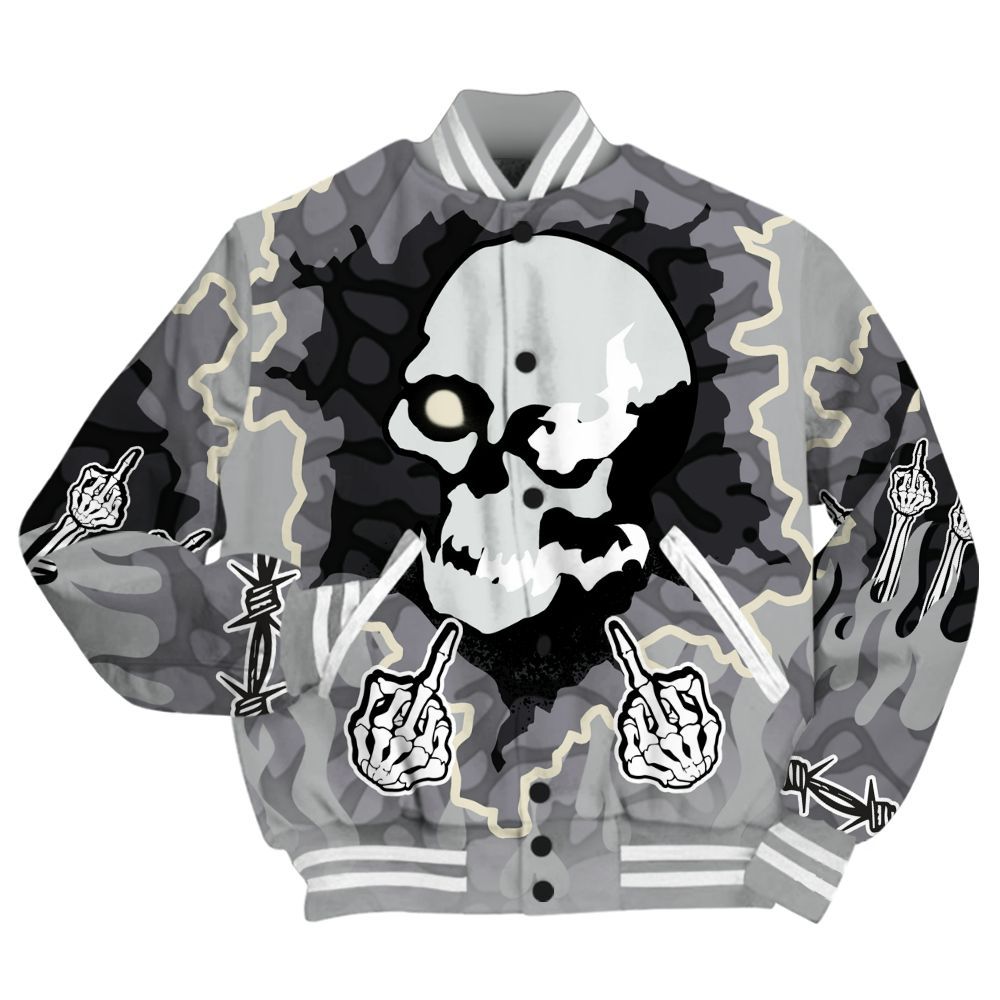 Varsity Jacket To Match Cement Grey 3s - F Around Find Out Graphic Trapped All Over Print