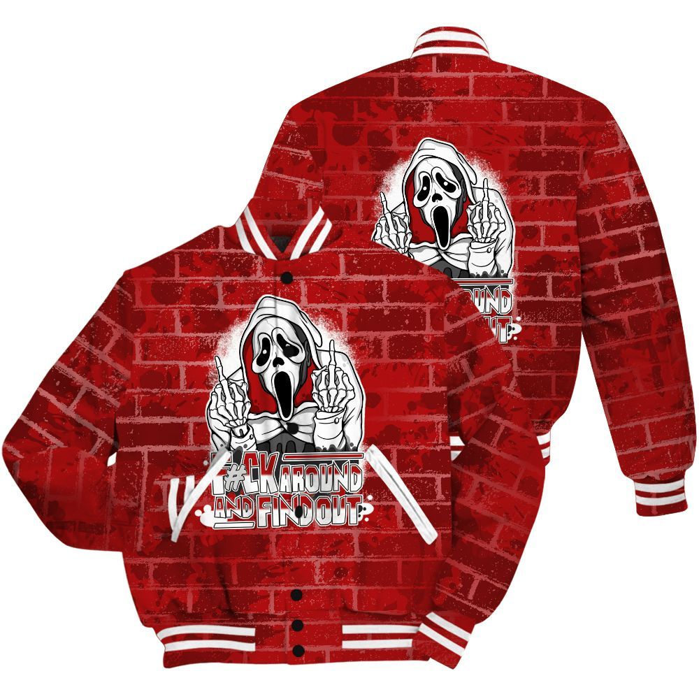 Varsity Jacket To Match Red Taxi 12s Shirt - F#CK And Find Out Graphic Halloween All Over Print
