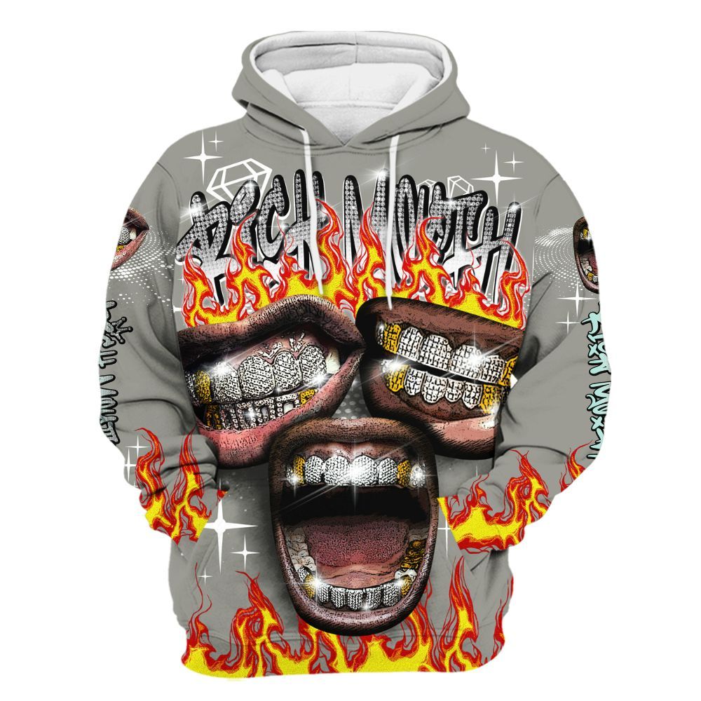 Hoodie To Match Low OG Year Of The Snake 1s - Rich Mouth Fire Rap Retro 90s All Over Print