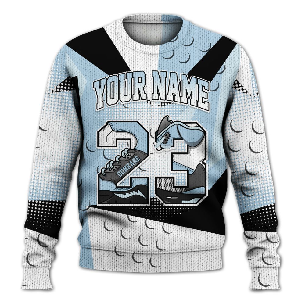 Sweater To Match Foamposite One Psychic Blue - Custom Name 23 5s Graphic