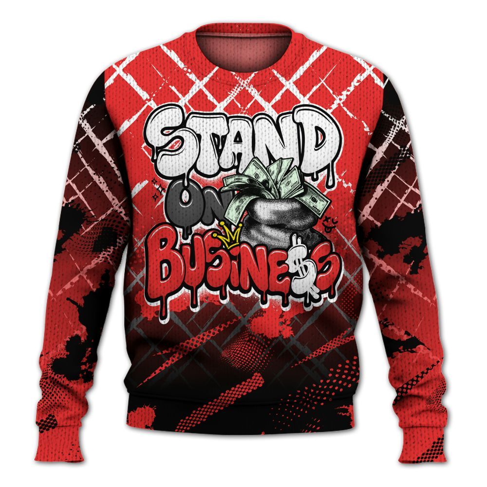 Knitted Sweater To Match Red Thunder 4s - Halftone Stand Business Dripping