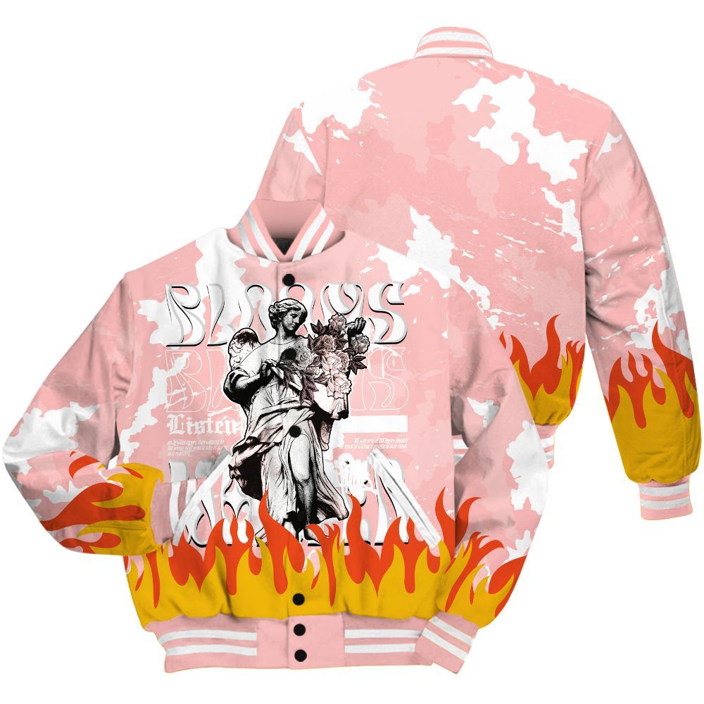 Varsity Jacket To Match Low Legend Pink 11s - Blooms Whisper Retro All Over Print