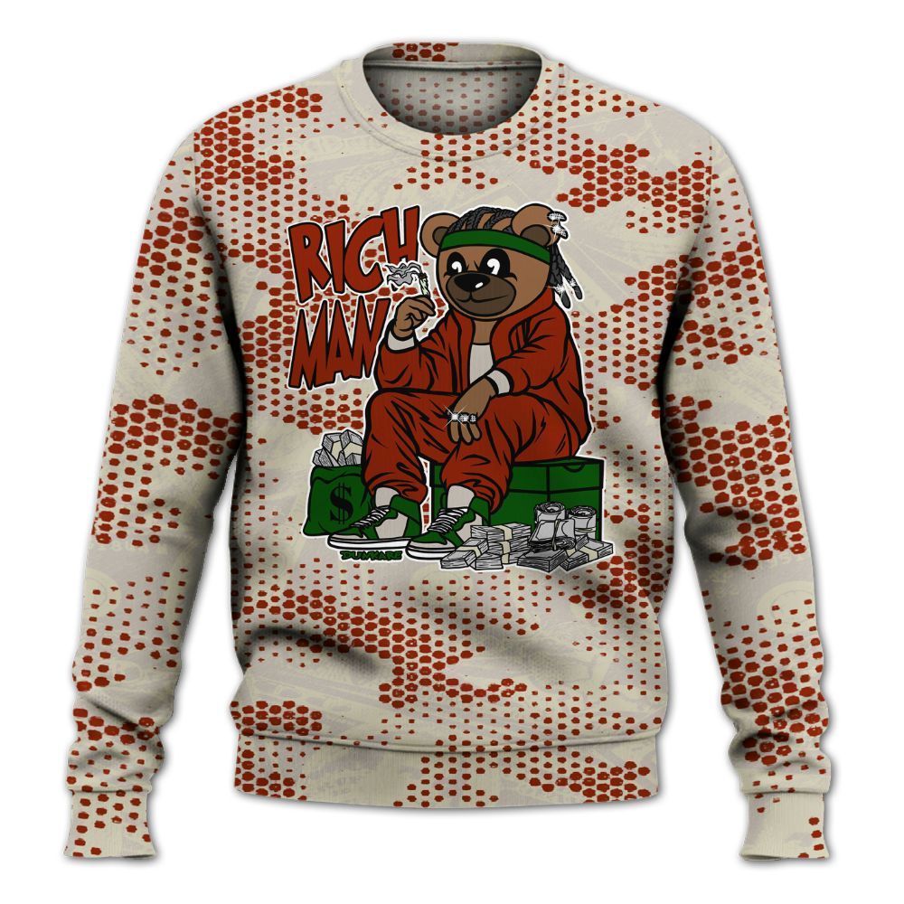 Sweatshirt To Match El Grito 5s - Rich Man Bear Banknotes Art All Over Print