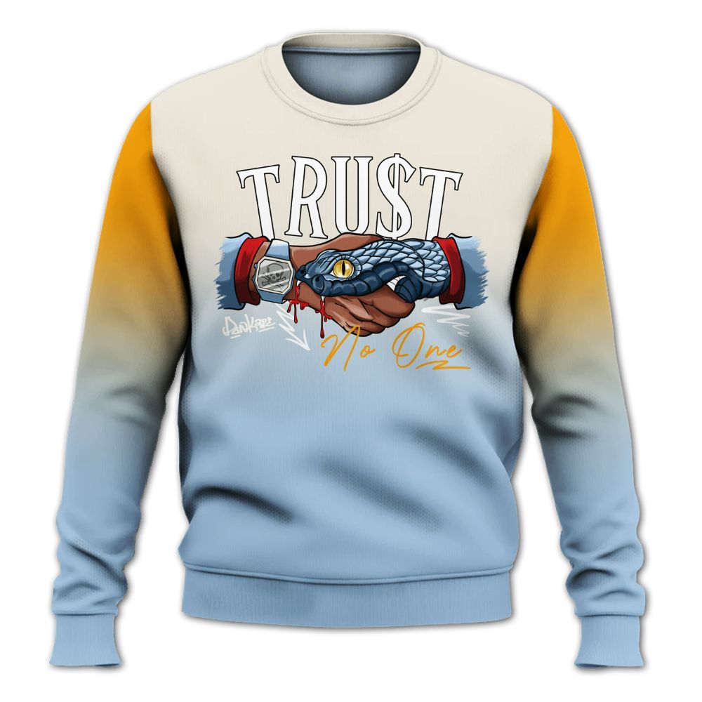 Sweatshirt To Match Retro High OG Pale Ivory Psychic Blue 1s - Snake Trust No One Drip All Over Print