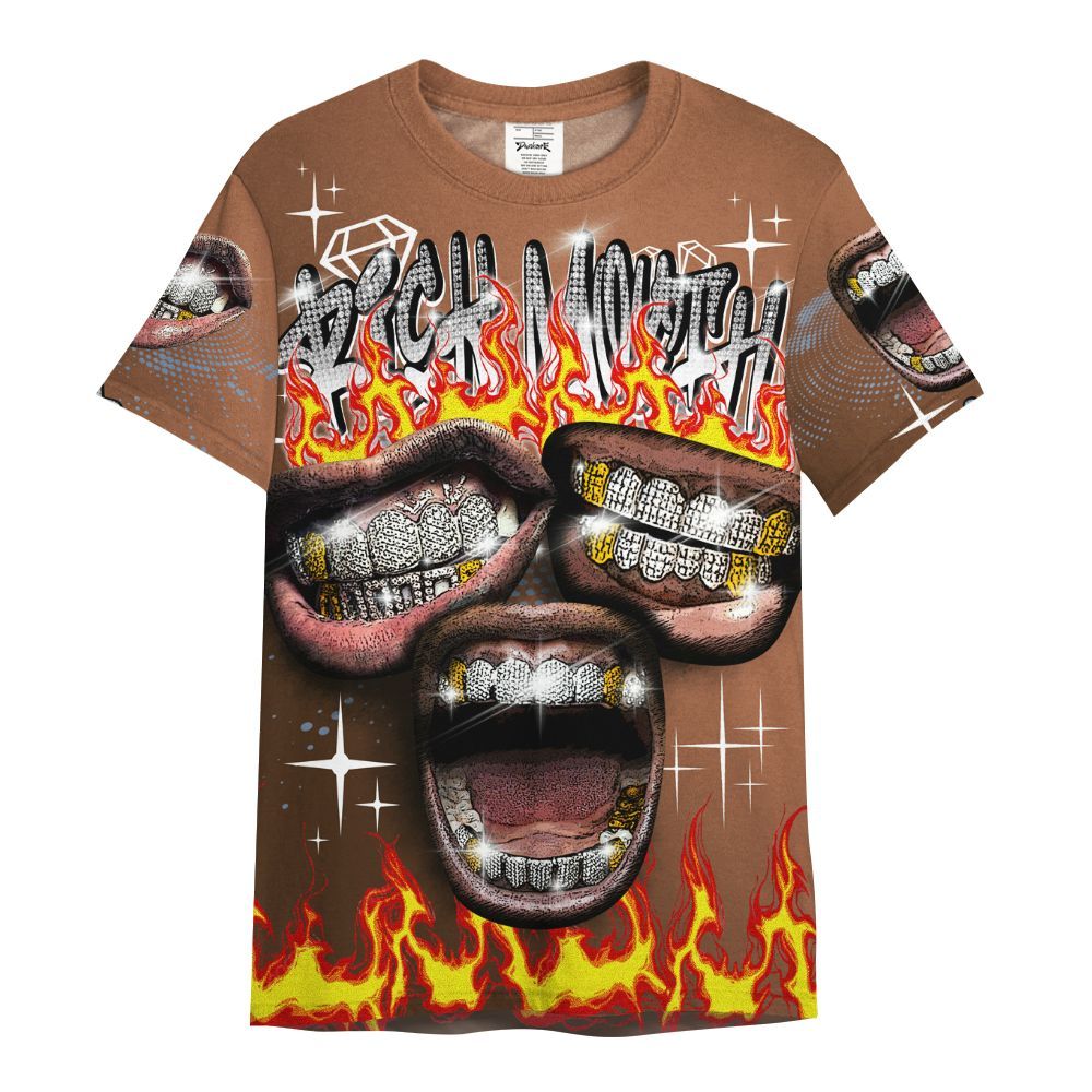 Shirt To Match Air Foamposite Metallic Copper - Rich Mouth Fire Rap Retro 90s All Over Print