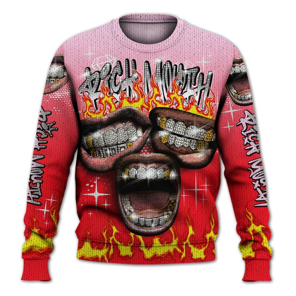 Knitted Sweater To Match Zoom Vomero 5 Valentine's Day 2025 - Rich Mouth Fire Rap Retro 90s