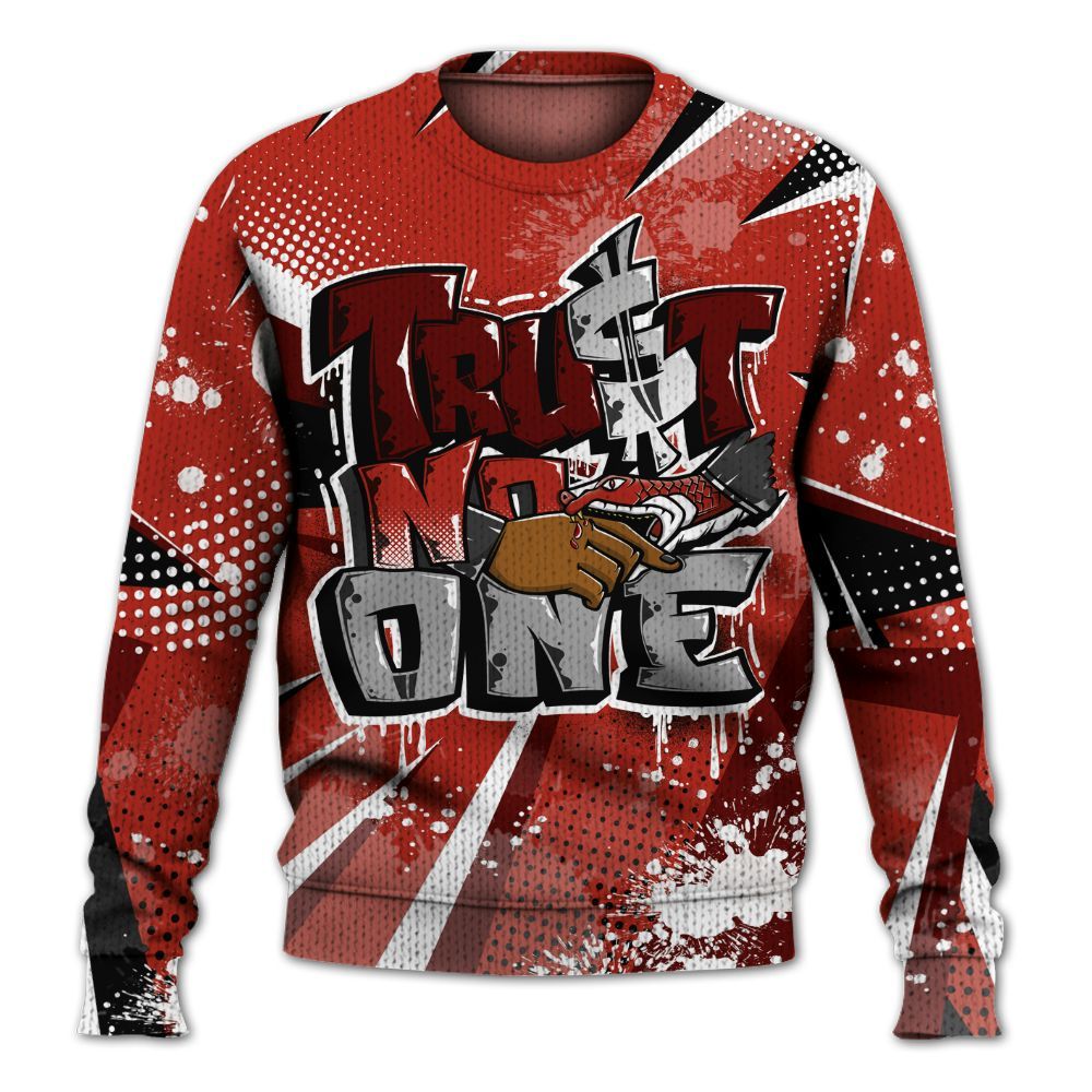 Knitted Sweater To Match SP Firewood Orange 4s - Poly Trust No One Dripping