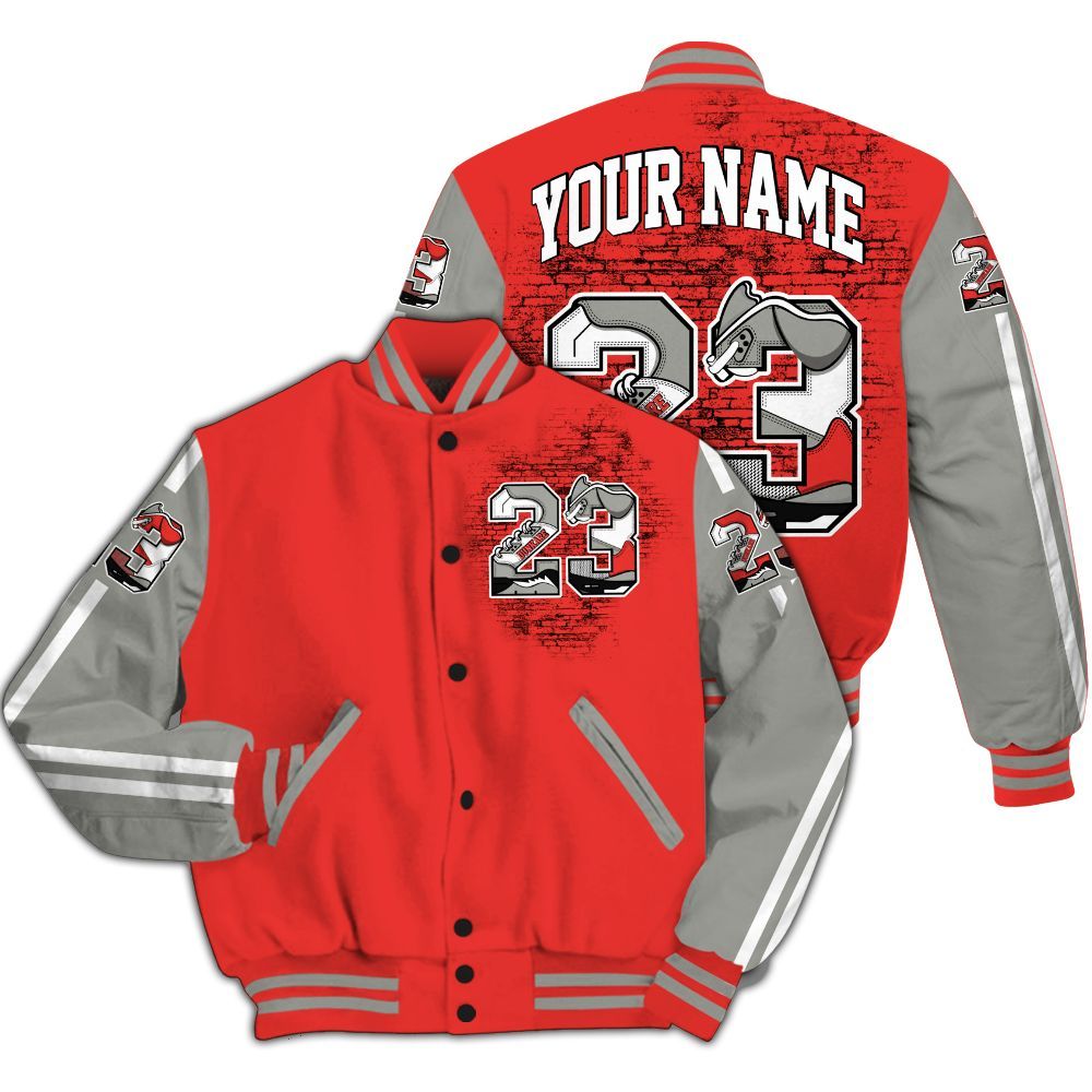 Varsity Jacket To Match Vomero 5 Bright Crimson - Custom Name Number 23 5s All Over Print