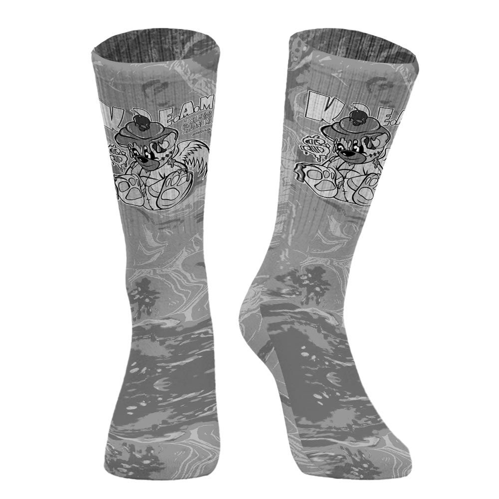 Sock To Match Black Wolf Grey 12s - Loot Bear Liquid