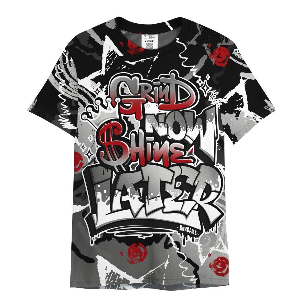 Shirt To Match Metallic Silver 14s - Grind Shine Later Drip All Over Print