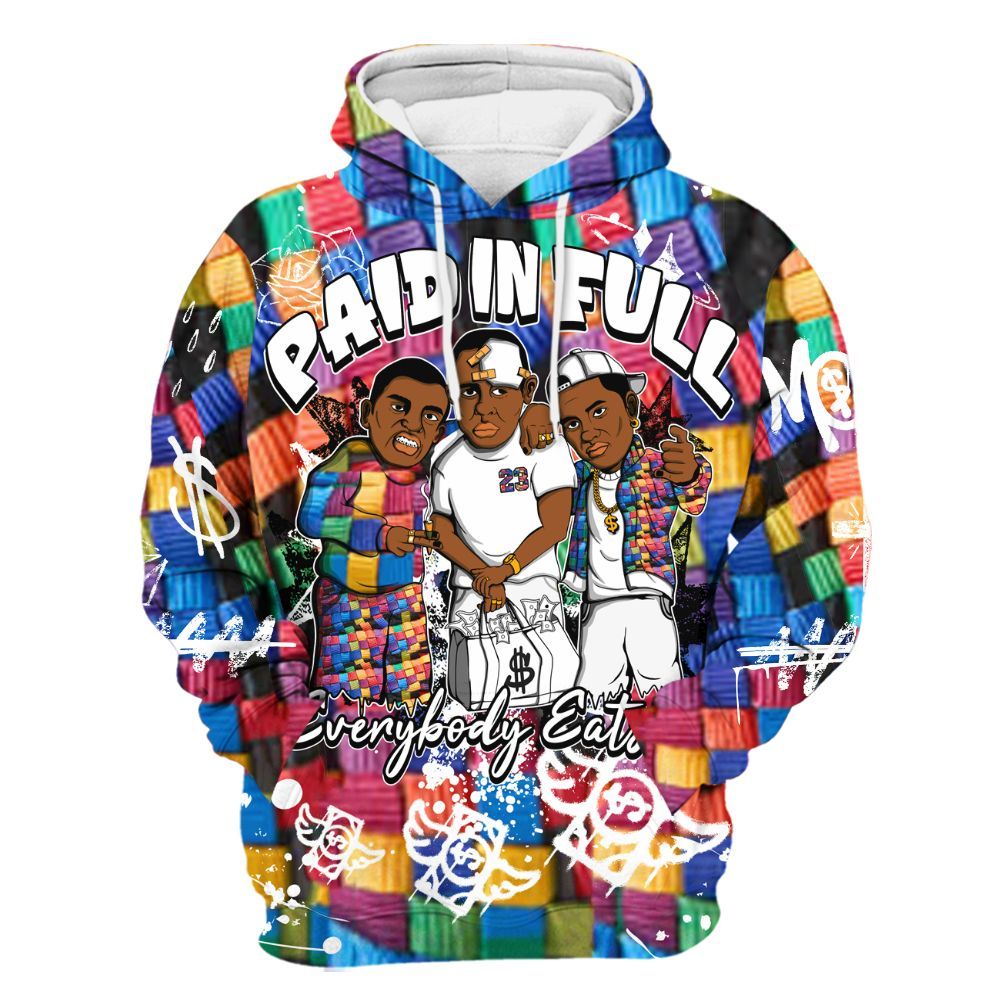 Hoodie To Match Air Rainbow Weave - Everybody Paid In Full Crayon All Over Print