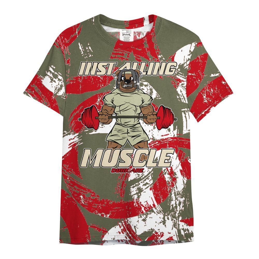 Shirt To Match Low OG Medium Olive 1s - Installing Muscle Bear Circle Slpash All Over Print