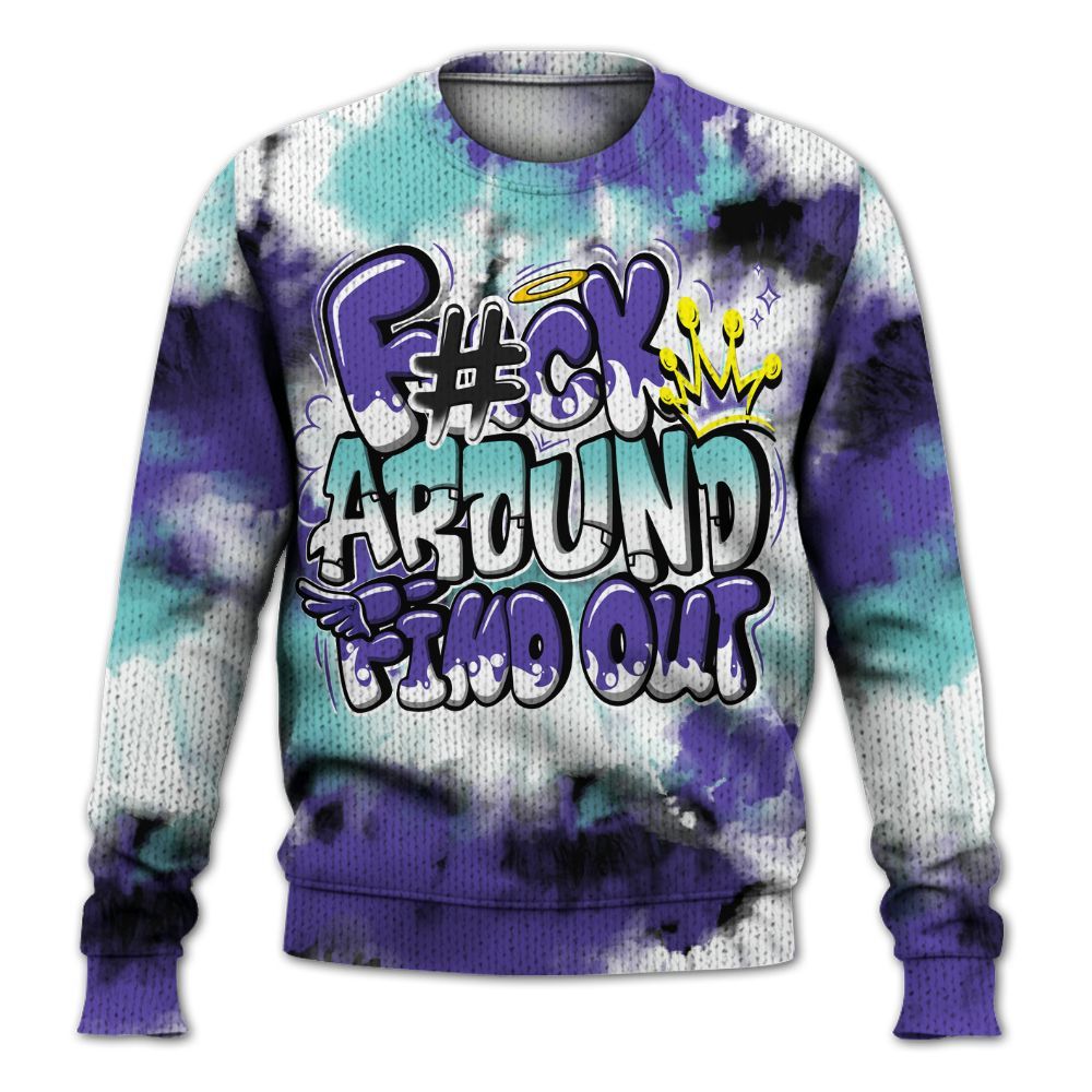 Knitted Sweater To Match Low Hornets 1s - Tie Dye FK Around Find Out