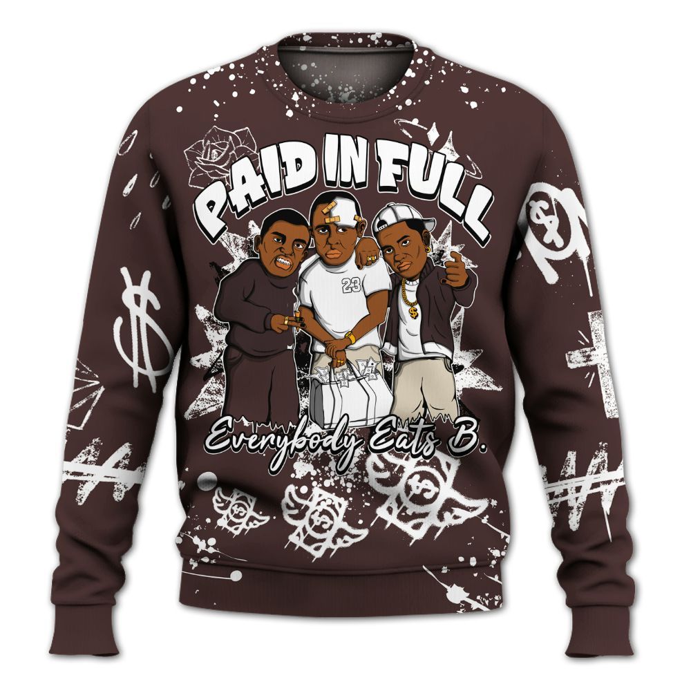 Sweatshirt To Match Burgundy Crush 3s - Everybody Paid In Full Crayon All Over Print