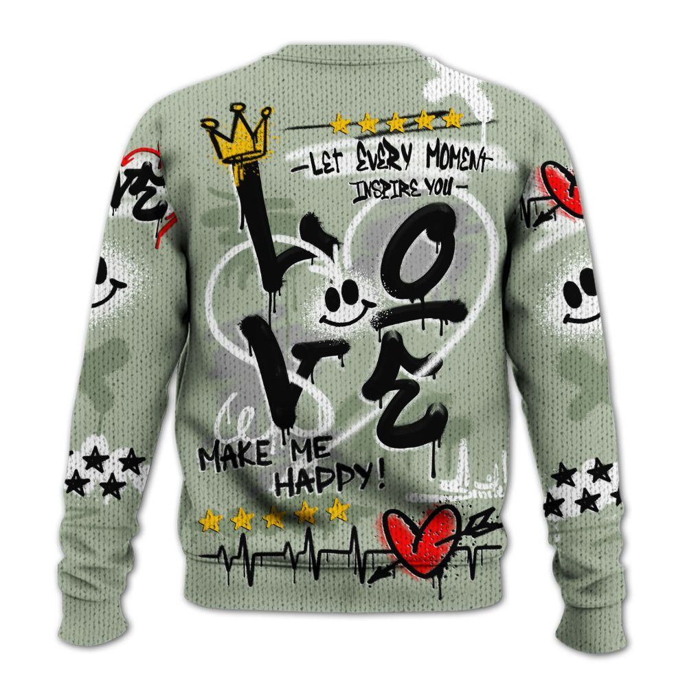 Knitted Sweater To Match Seafoam Sail 4s - Happy Love Beats Graffiti Streetwear