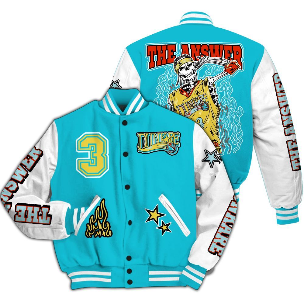 Varsity Jacket To Match Dunk Low KD 17 N7 - Allen Answer Skeleton All Over Print