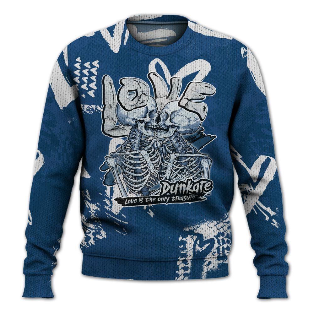 Knitted Sweater To Match High OG Midnight Navy 1s - Skull Love