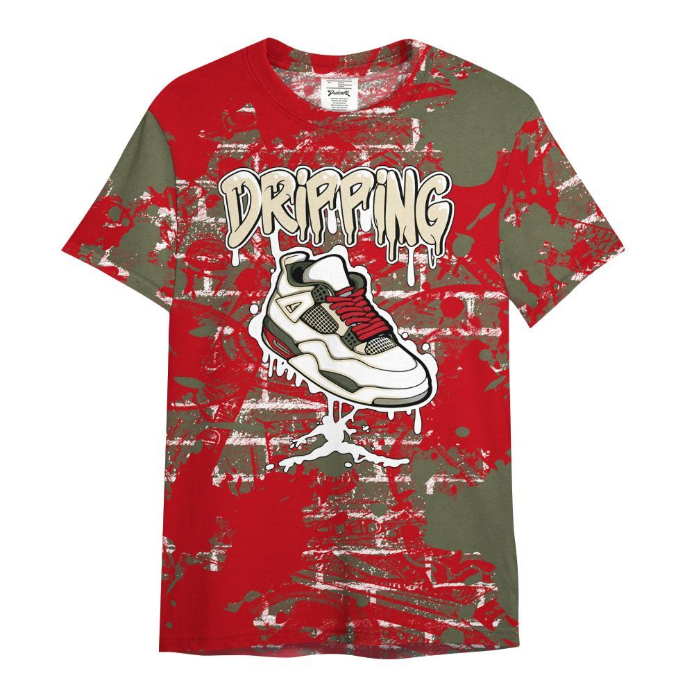 Shirt To Match Low OG Medium Olive 1s - Dripping Shoe 4S Graphic Street Art All Over Print