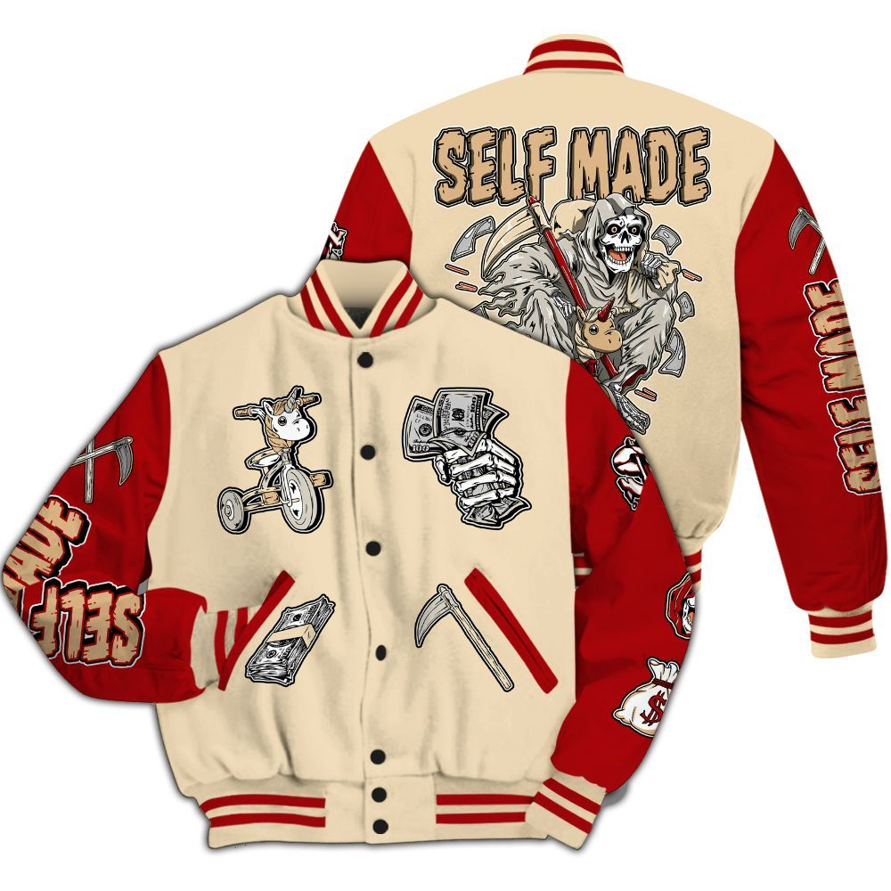 Varsity Jacket To Match Dunk Low Strawberry Waffle - Self Make Skeleton All Over Print