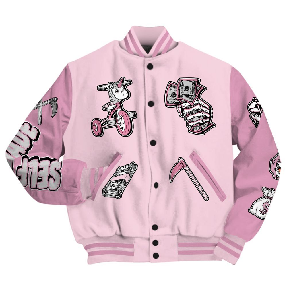 Varsity Jacket To Match Orchid 4s - Self Make Skeleton All Over Print