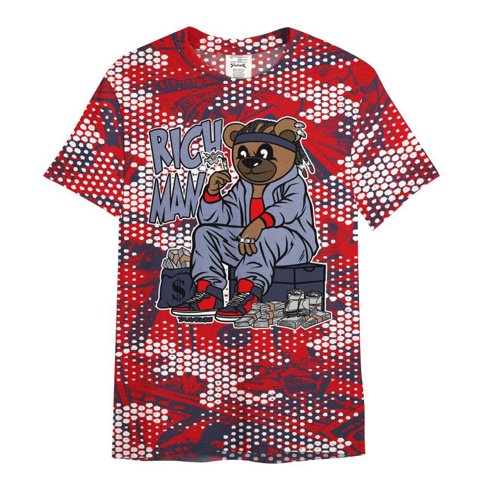 Shirt To Match Low OG Howard Bison 1s - Rich Man Bear Banknotes Art All Over Print