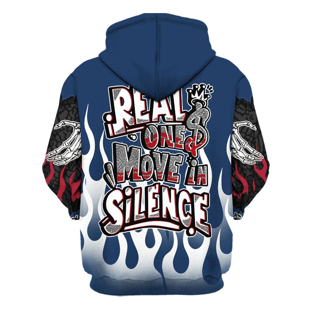 Hoodie To Match SP Sport Royal 3s - Ones Move In Silence Graphic Trapped All Over Print