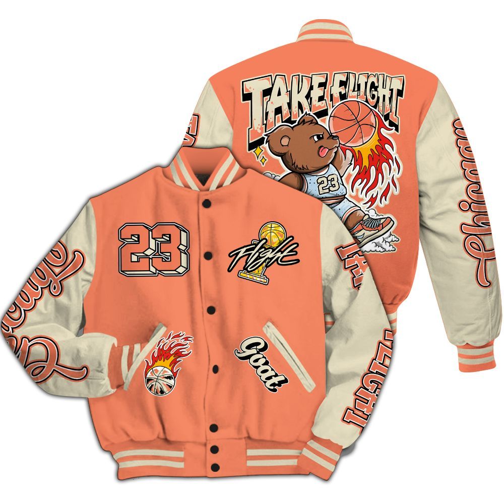 Varsity Jacket To Match DJ Khaled Crimson Bliss 5s - Number 23 Basketball Bear All Over Print