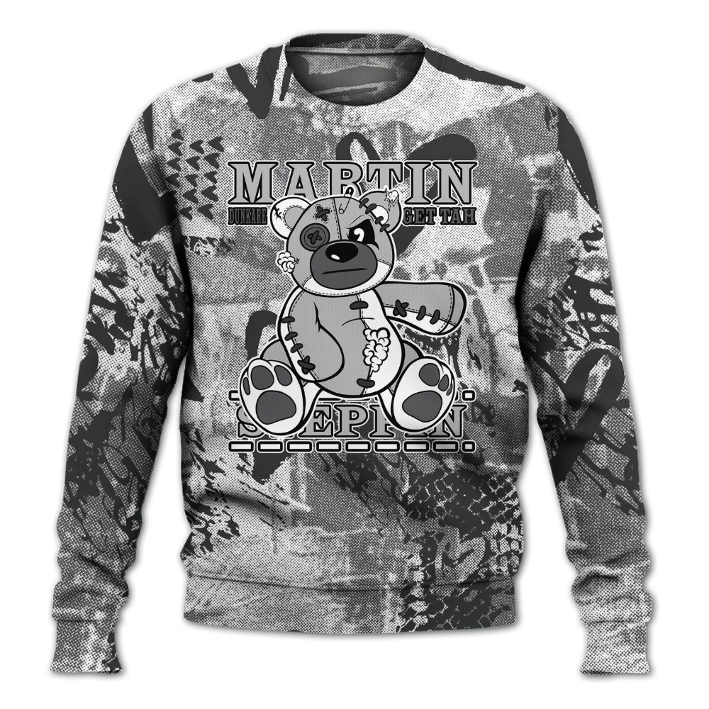 Sweatshirt To Match White Thunder 4s - Tah Steppin Bear Heart Grunge All Over Print