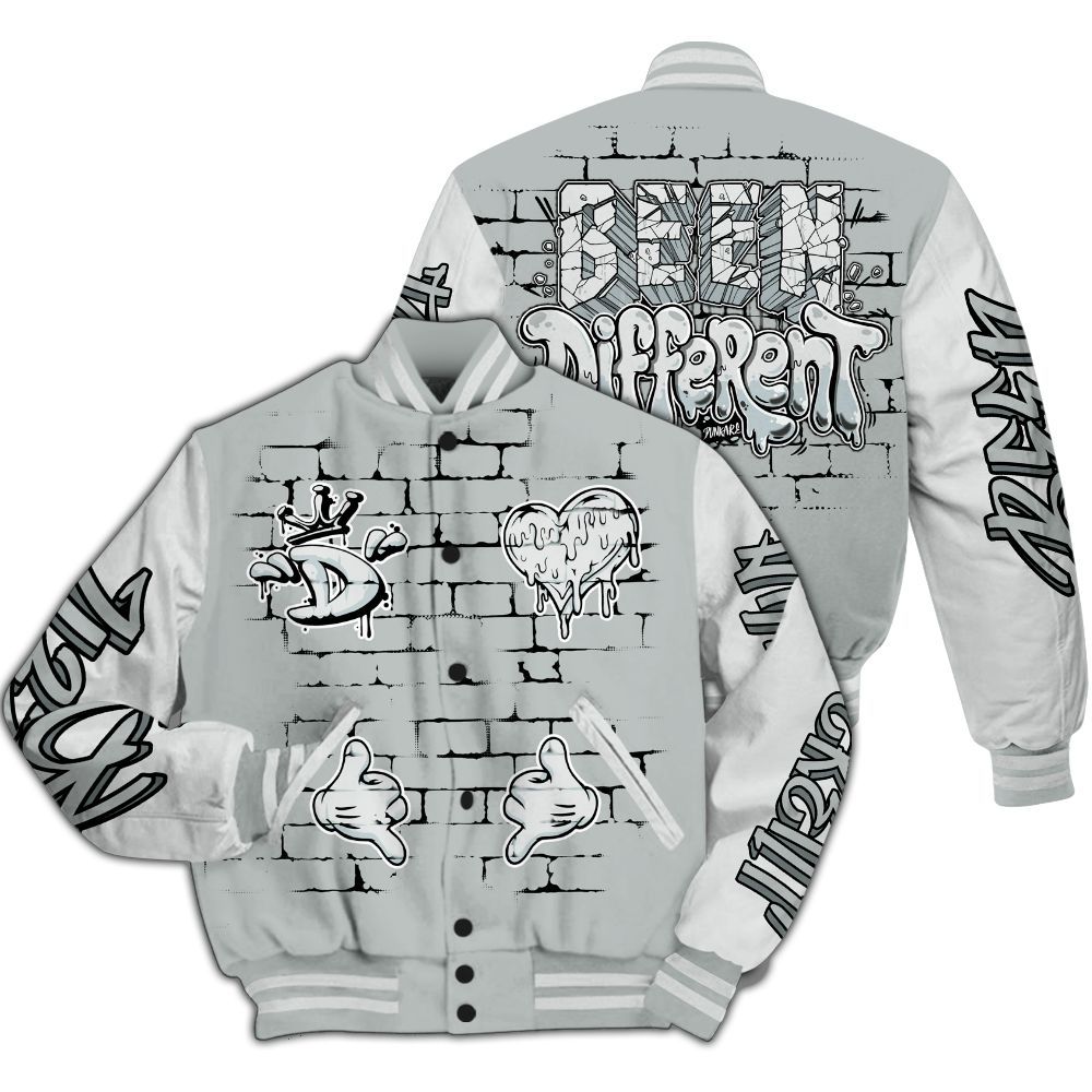 Varsity Jacket To Match Black Wolf Grey 12s - Been Different Grunge Graffiti All Over Print