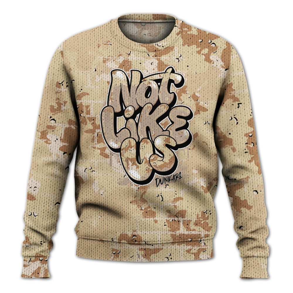 Knitted Sweater To Match Desert Camo 3s - None Like Us Graphic Brick Art