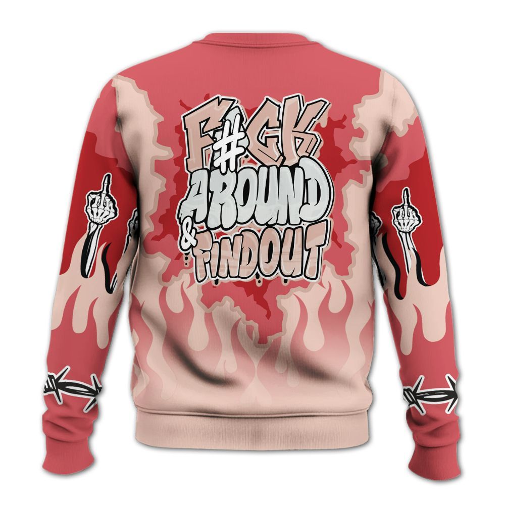 Sweatshirt To Match Washed Coral 2s Shirt - F Around Find Out Graphic Trapped All Over Print