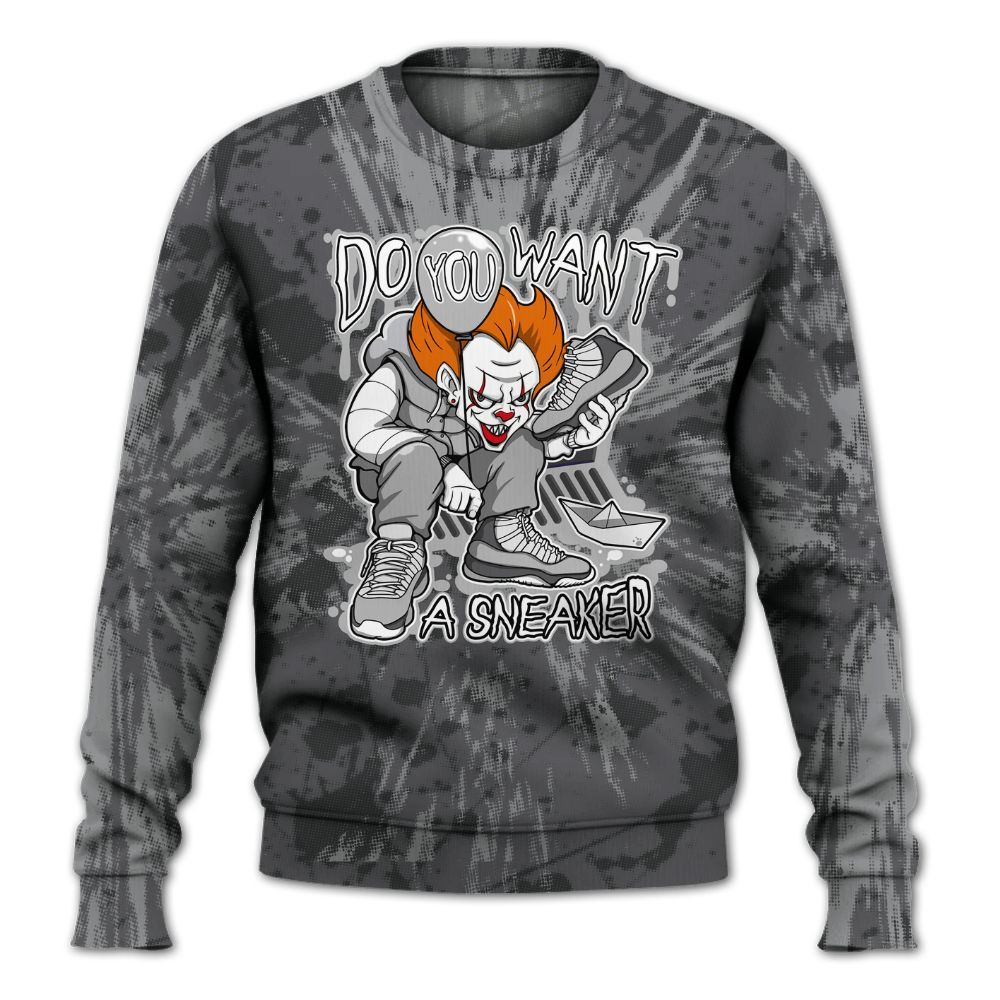 Sweatshirt To Match White Thunder 4s - Clown Scary Sneakers Graphic Halloween All Over Print